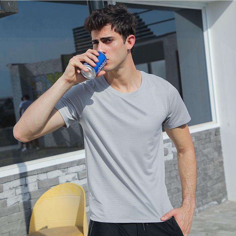 Men's Quick-Dry Hydrophobic Ice Silk Mesh T-Shirt – Breathable, Short-Sleeved, Large Size Casual Sportswear