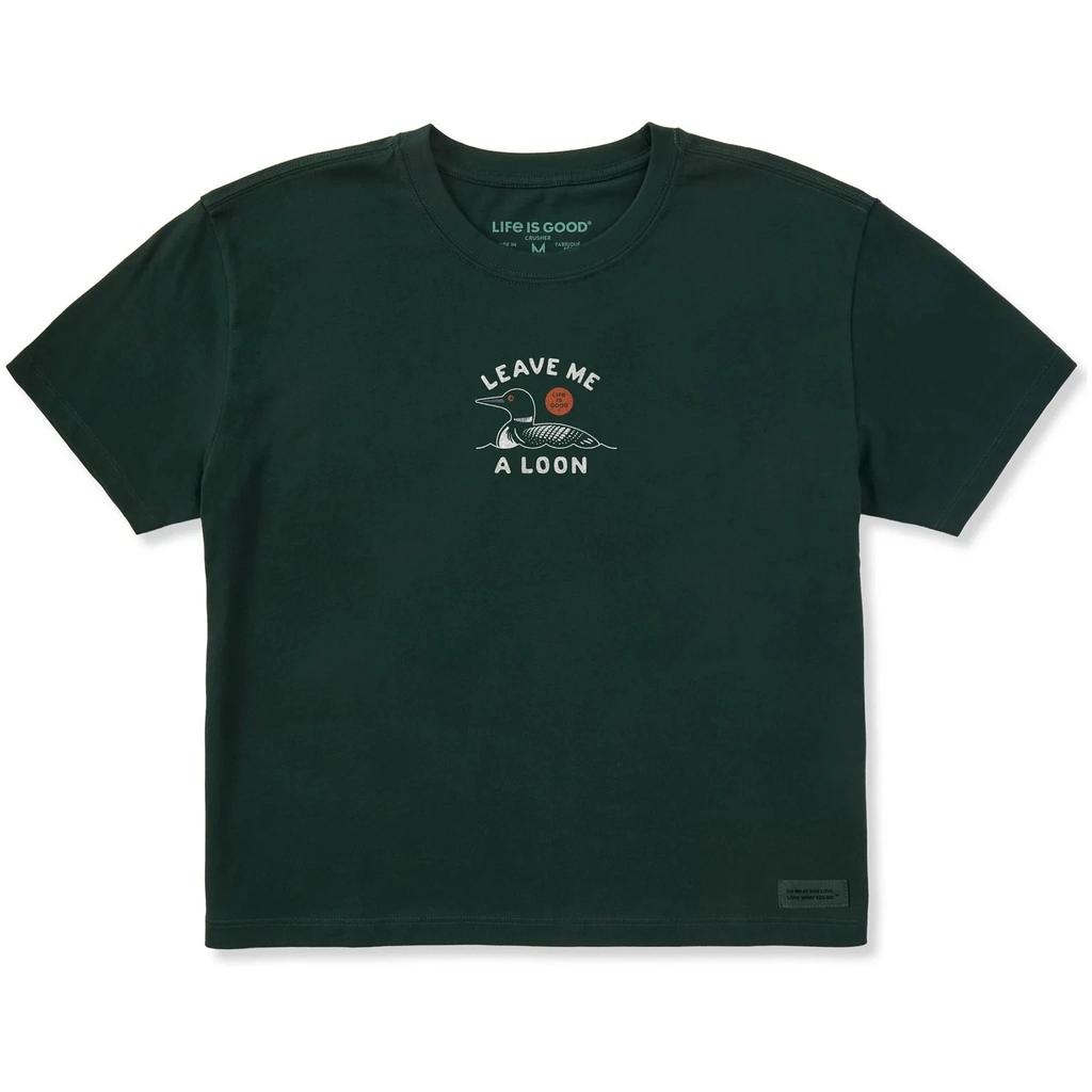 Life Is Good. Women's Leave Me a Loon Short Sleeve Crusher Boxy Tee