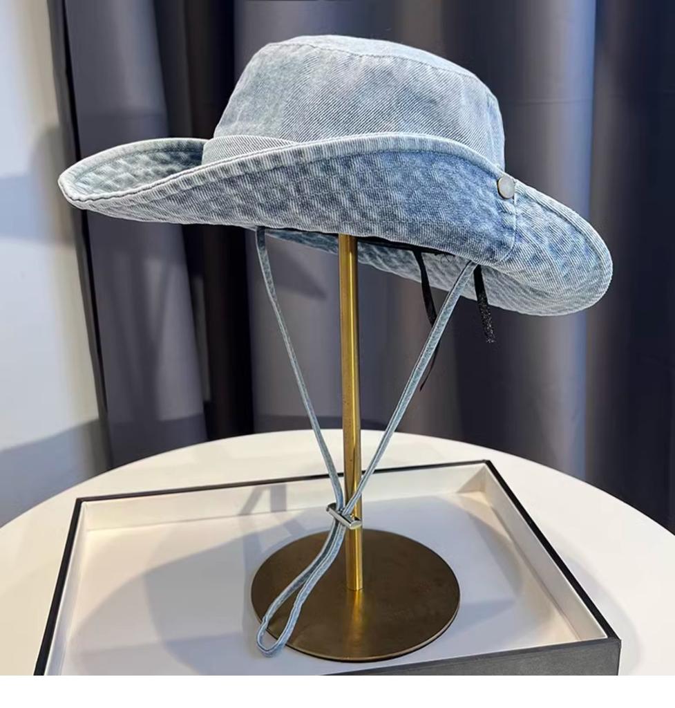 Vintage Washed Denim Bucket Hat Unisex Summer Sun Hat For Women Men Camping Cap With Uv Protection Western Cowboy Fisherman Hat
