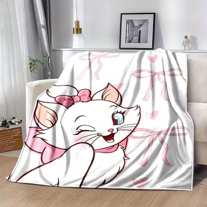 1pc"Adorable Aristocats Marie Pink Bow Blanket Perfect for Home Decor, Couch Cover, Travel, Camping, Office Nap