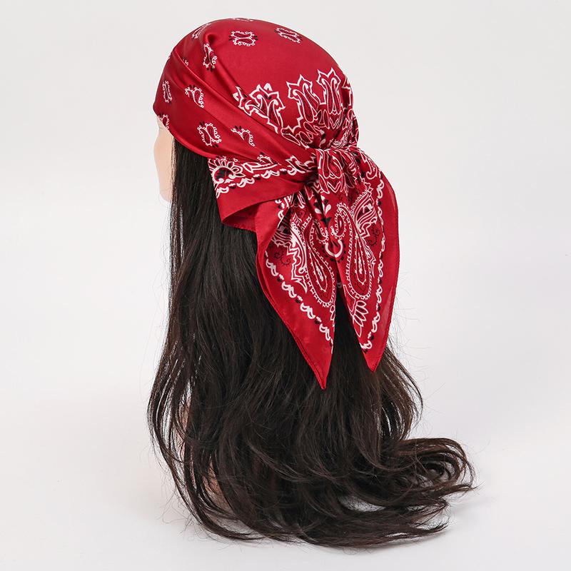 

Bohemian Style Paisley Printed Women Satin Silk Scarf 70cm Square Scarves Hijab Foulard Bandana Femme Headscarf Shawl 70x70cm