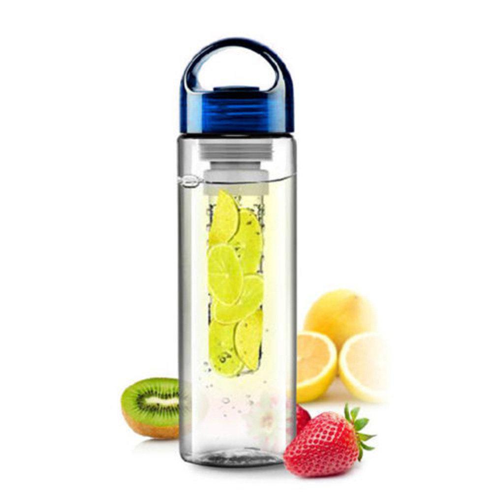 750ml Water Bottle with Finger Hole Fruit Infuser Leakproof As Material for Gym Camping Hiking Blue Water Bottle