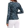 Camiseta casual de manga larga para mujer con estampado de leopardo, botones, corte slim, para primavera y otoño