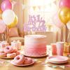 3pcs Pink 1/2 Birthday Cake Topper Giltter Paper Half Birthday Decorations  for Baby Birthday Party