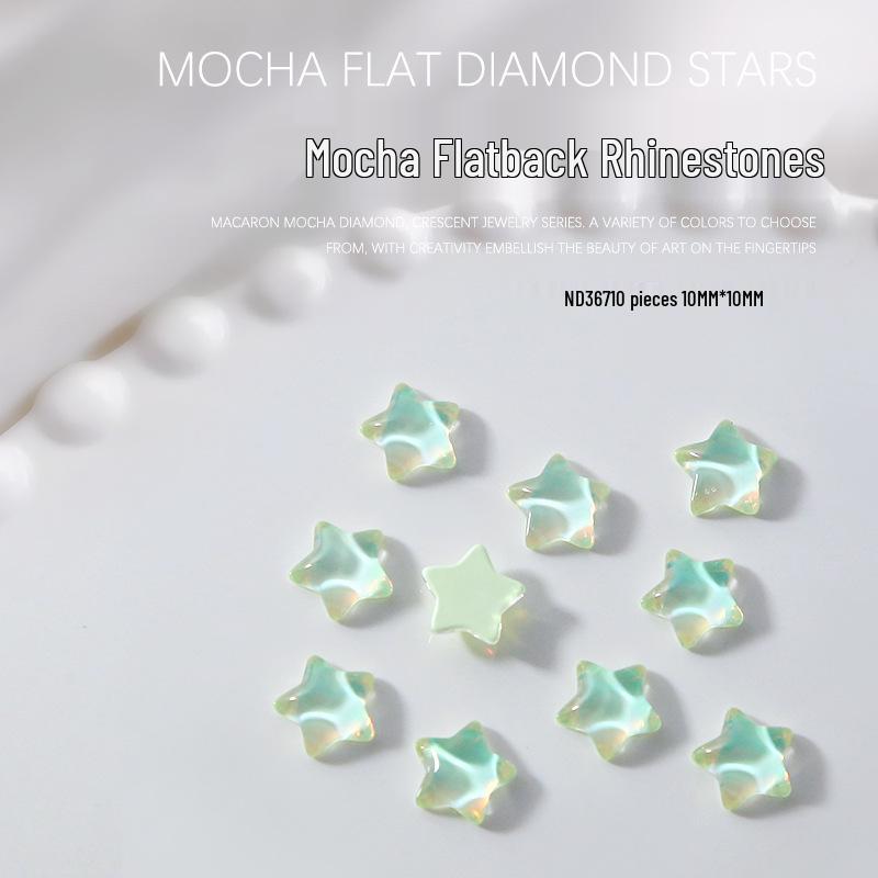 

Мокко Пентаграмма Переливающиеся Звезды Стразы для Нейл-арта - 10 шт. Прозрачное Стекло Плоская Задняя Сторона Аксессуары