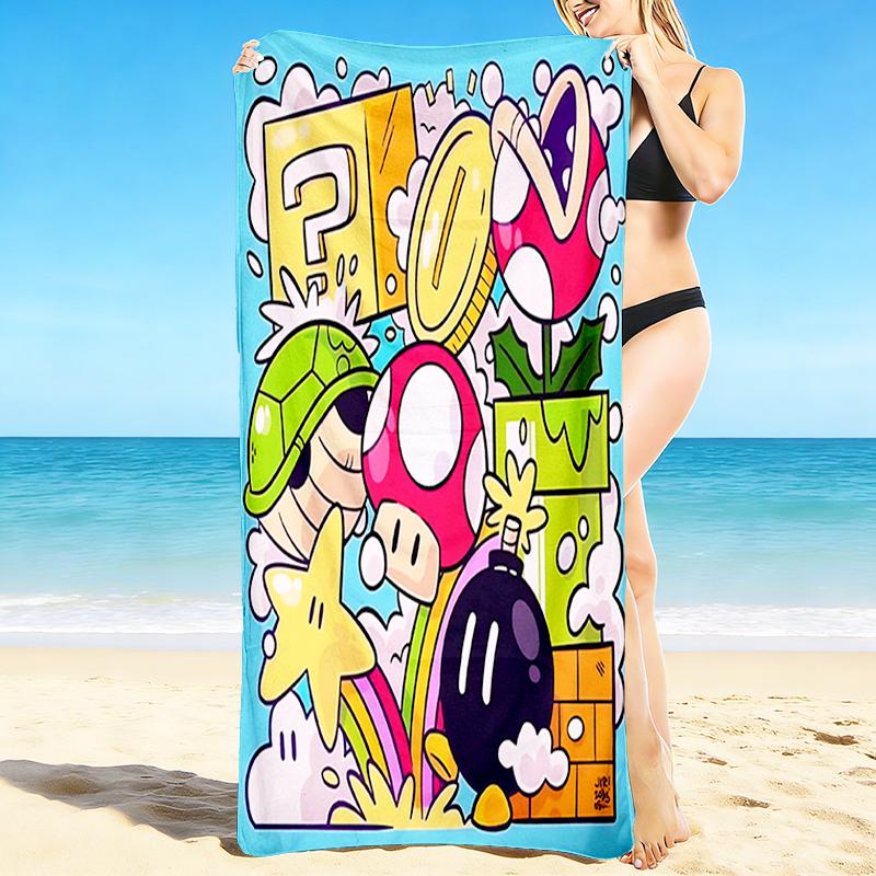 1Pc Super Mario Adventure Beach Towel, Quick Dry, Multi-Use for Beach Pool Gym Yoga Home Travel, Christmas, Halloween, Xmas Gift M929284