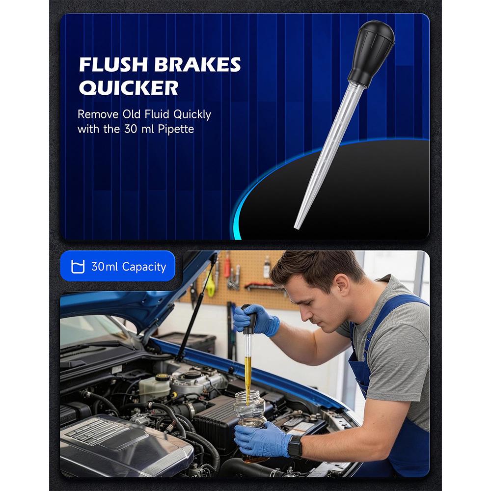 1L Brake Bleeder Kit with 30ml Fluid Extractor for Cars, Motorcycles, and ATVs