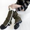 Women's Slouchy Leg Warmers with Side Split Buttons Solid Color Fleece Lined Drawstring Leg Covers Footless Long Socks