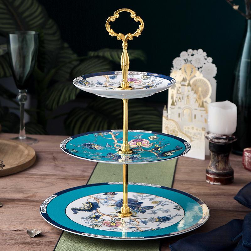 European Afternoon Tea Snack Rack Light Luxury Creative Snack Tableware Household Ceramic Tray Multi-Layer Snack Tray Candy Tray