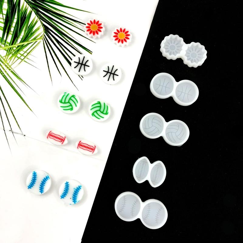 Rugby Baseball Sunflower Earring Silicone Mold Suitable for Epoxy Resin Diy Craft Pendant Stud Earrings Jewelry Making