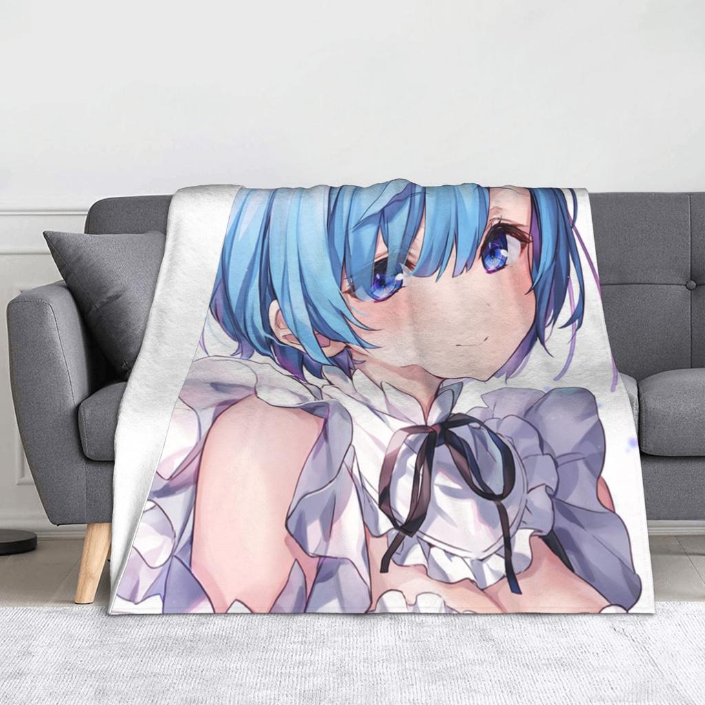 Rem Emilia Re:ZERO Flanell-Kuscheldecken Starten das Leben in Anderen Welten Anime-Decke für Sofa Couch Warmes Schlafzimmer Steppdecke