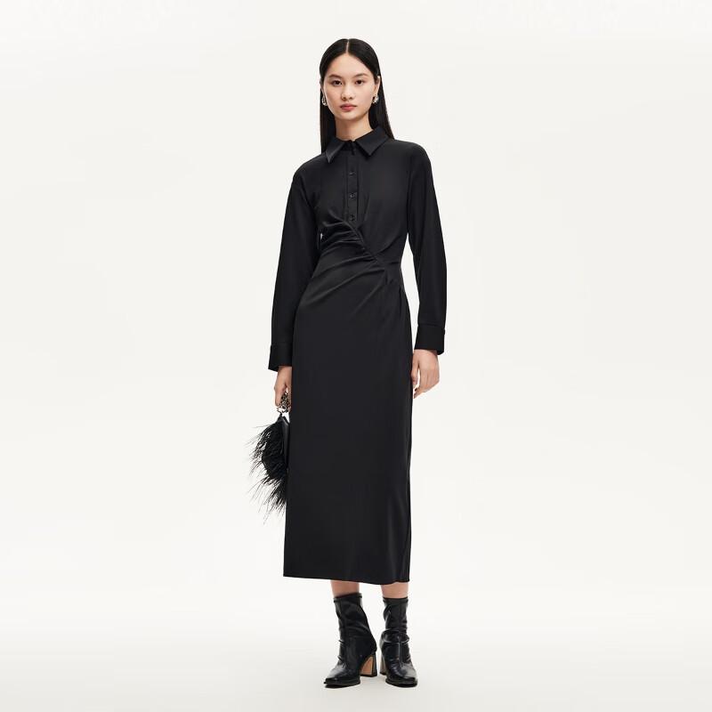 

VEROMODA Pleated Waist-Cinching Little Black Dress M