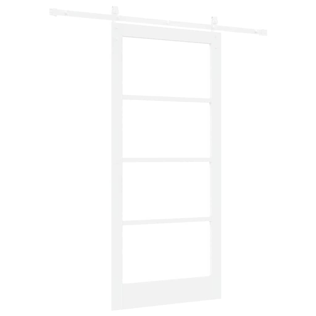 ORKDAL Sliding Door White 93 X 202 Cm Solid Pine Wood and Glass