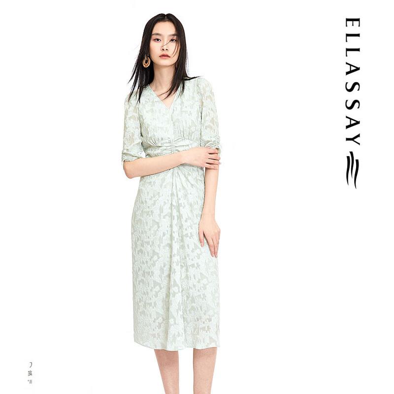 

ELLASSAY Women s French Sweet V-Neck Shirred Dress S