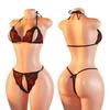 Verführerisches Rotes Lippenmuster Schwarzes Neckholder-BH- und Höschen-Set mit Frontverschluss Sommerliche Damenunterwäsche Niedlicher Erotischer Sexy Dessous-Anzug 2-teiliges Set