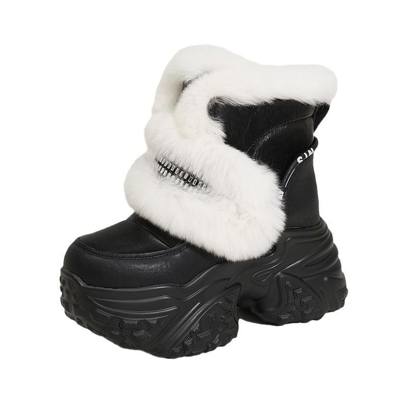 Snow Boots Women's Height-increasing Women's Shoes In the Winter of 2025 New Muffin Thick-soled Fluffy Shoes Piled and Thickened Warm Short Boots