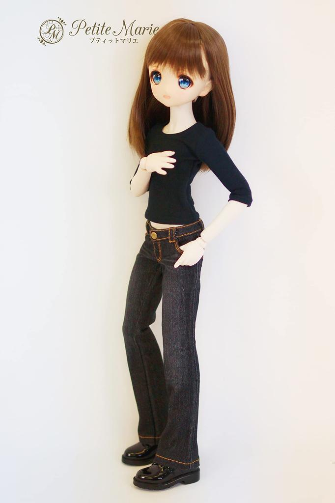 MDD Compatible Okayama Processing Straight Jeans Black KOJIMA Processing Jeans Processing Low Rise Stretch Denim Vintage Processing Standard 40cm Doll