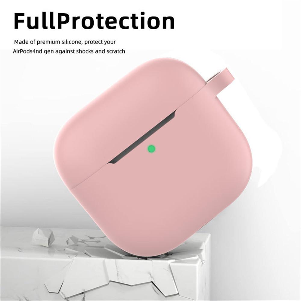 For AirPods 4 Earphone Silicone Case Set with Anti-Lost Keychain, Strap, Ear Tips, Cleaning Pen