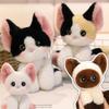 Pisoi siamez pufos super drăguț Jucărie de pluș Pisică Devon Rex Animale de pluș desene animate Cadou îmbrățișabil pentru Copii Zi de naștere Fată Băiat