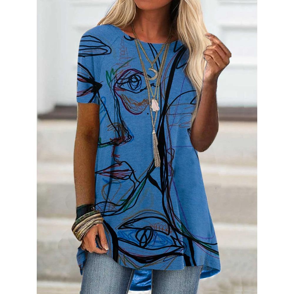 GMXIA Spring Fashion Women's Short Sleeve Digital Print T-shirt