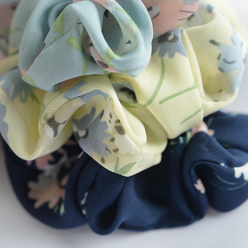 Small Fresh Large Intestine Ring Spring Summer Autumn And Winter Head Flower Chiffon Fabric Pig Large Intestine Hair Band Headgear Women'S Headband