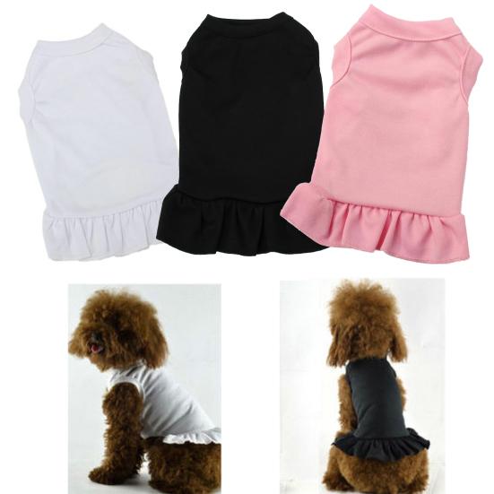 Spódniczka dla psa z okrągłym dekoltem, artykuły dla zwierząt, jednolity kolor, falbanki, ubranka dla psa na imprezę
