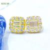 Luxury VVS Moissanite Diamond 925 Silver Solid Gold Stud Earrings Baguette Cut Men Women Moissanite Earrings