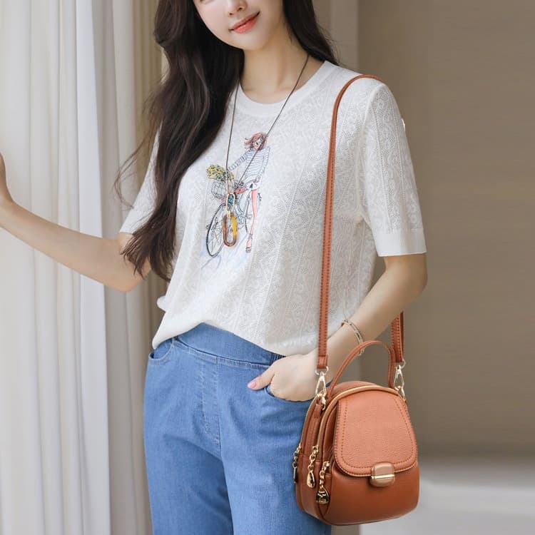 Lychee Pattern Mini Shoulder Bag Portable Messenger Women's Bag