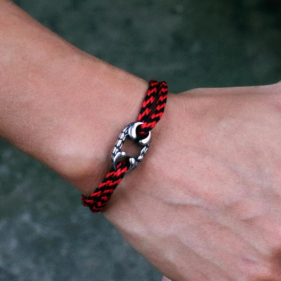 Handmade Ethnic String Bracelet For Men Sliding Adjustable Nautical Wrap Braslet With Stainless Steel Outdoor Cycling Braclet