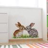 Kreslený králíček na trávě Samolepky na zeď, Roztomilé odnímatelné samolepicí dekorace do obývacího pokoje, Domácí dekorace
