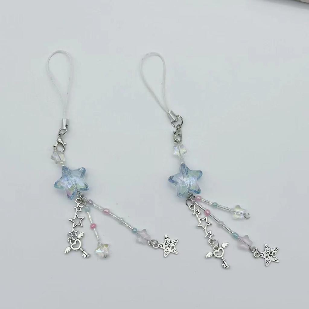 Fashion Star Bead Pendant Phone Straps Lanyard Pocket Keychain Strap Backpack Charm Car Key Decoration Chain