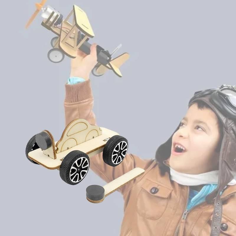 Educational Magnetic Wood Car Diy Science Toy For Kids Stem Learning Handcrafted Model