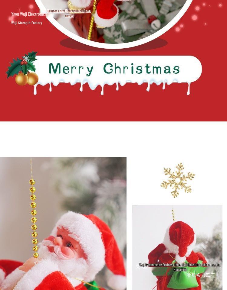 Santa Claus Climbing Rope Tree Ornaments - Christmas Wall Hanging Decorations