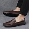 Men's Shoes 2025 Summer New Korean Version Light One-pedal Lazy Doudou Shoes Soft Sole Retro Large Size Casual Leather Shoes
