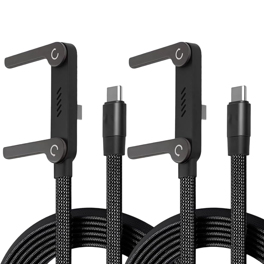 2-in-1 Invisible Holder Charger Cable, 240W Fast Charging Cord with Built-in Folding Phone Stand, Type-C Cable for iPhone Gaming