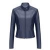 European and American locomotive leather jacket spring and autumn women's clothing washed leather women's leather jacket short slim leather jacket