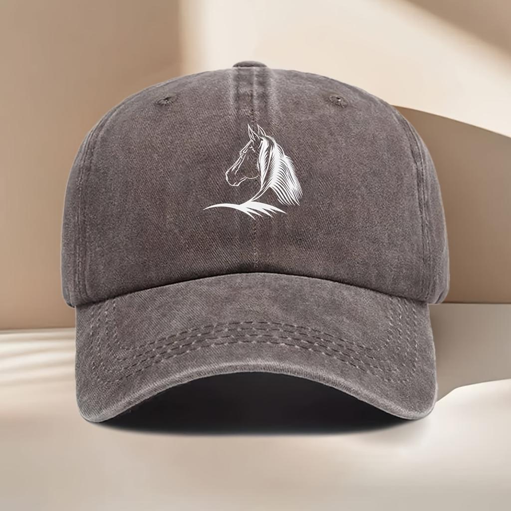 1pc Women's Horse Print Baseball Cap,Elegant Horse Head Design,Durable Textile Fabric,All-Season Casual Hat,suitable for Travel