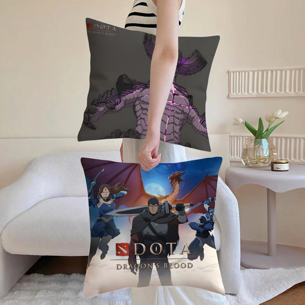 Anime D-Dota: Dragon'S Blood Cushion Cover Breathable Linen Pillowcase Summer Odorless Eco-Friendly Invisible Zipper Washable