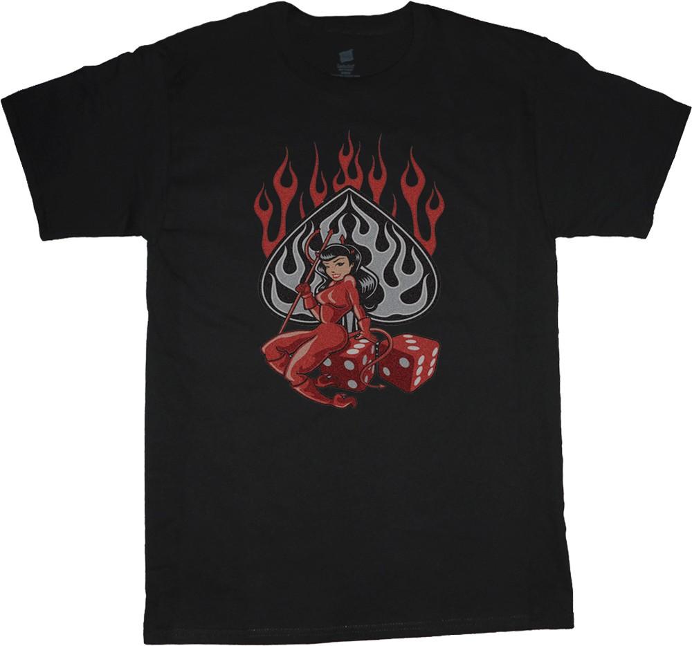 big and tall t-shirt devil girl dice biker trucker tee shirt tall shirt men s Unisex T-Shirt L