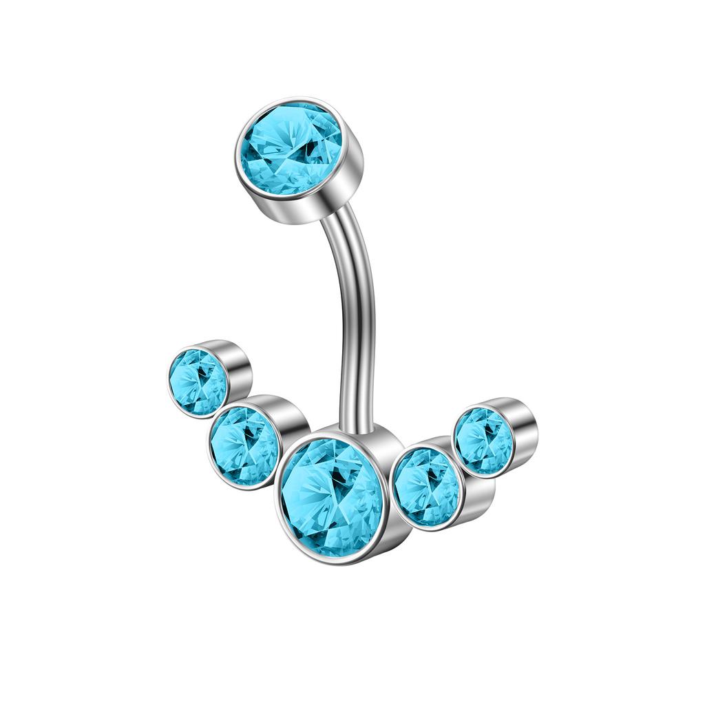 Stainless Steel Zircon Navel Ring Navel Nail Inner Tooth Curved Rod Puncture Navel Jewelry