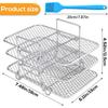Air Fryer Rack Compatible for Ninja Foodi Dual Air Fryer Stand 304 Stainless Steel Dehydrator Rack 3-Layer Dehydrator