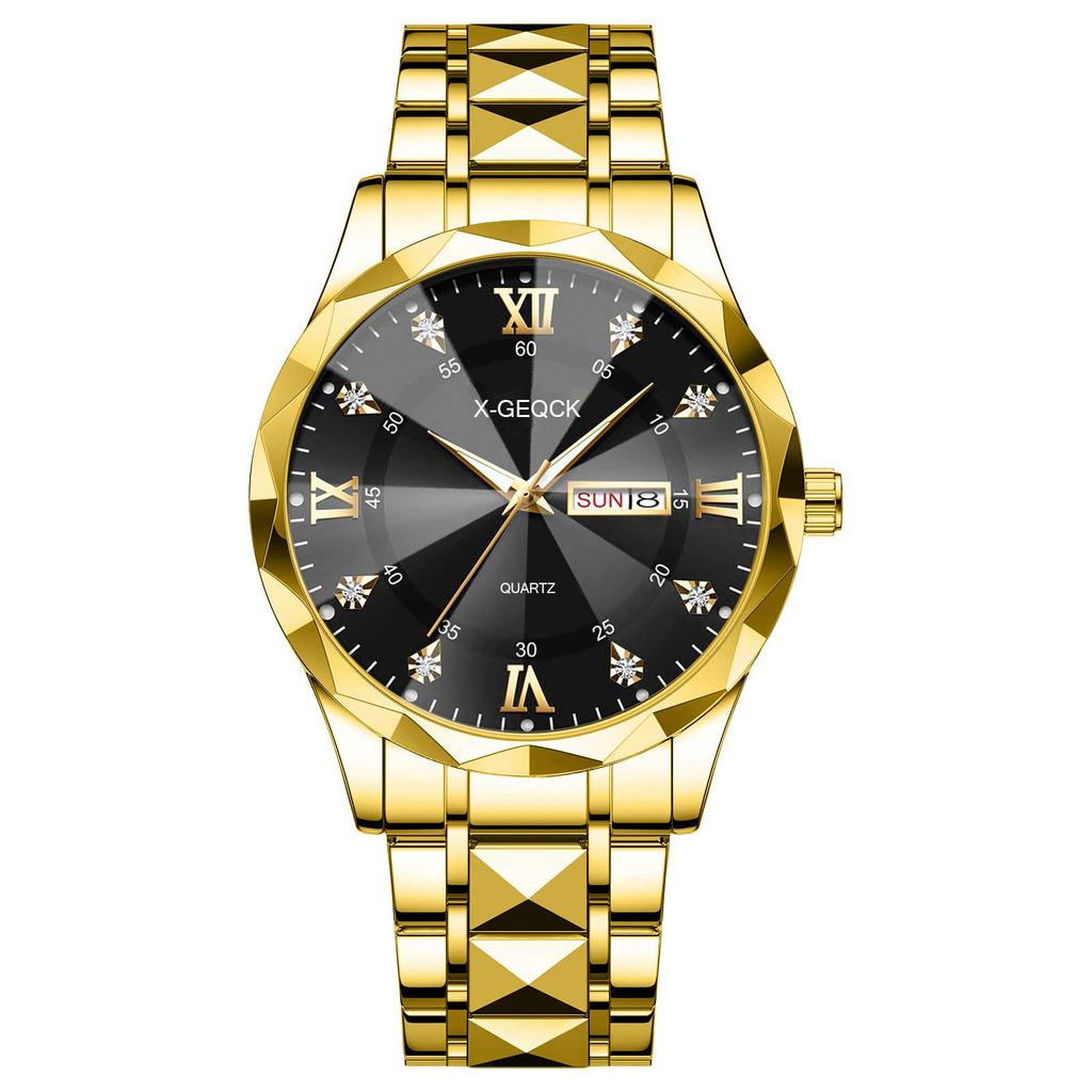 New Luxury Men's Quartz Watch Alloy Case Glass Waterproof Chronograph Stainless Steel Band Factory
