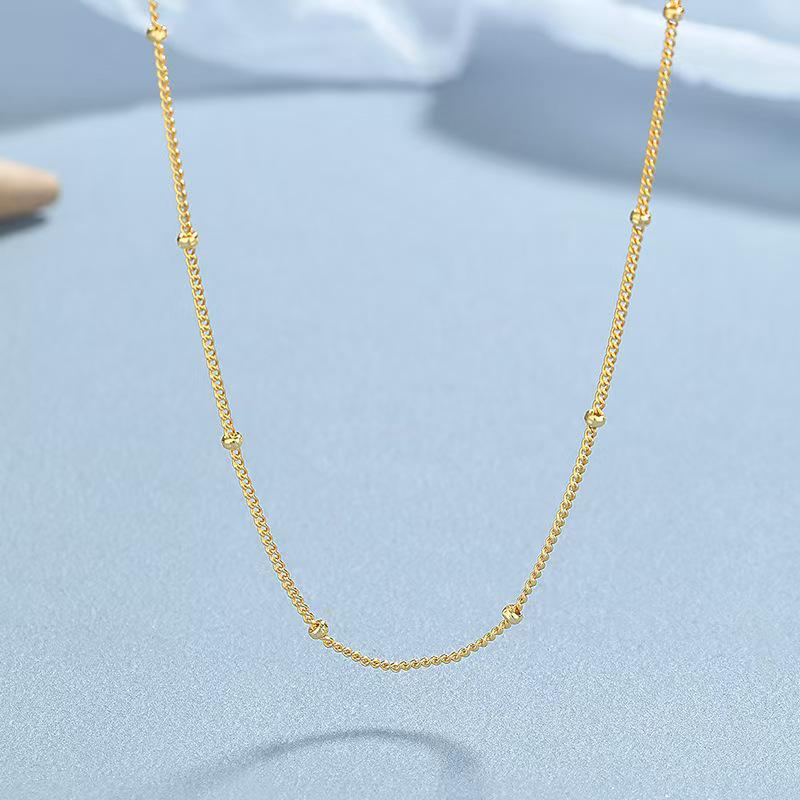 Trendy 2MM Side-Strung Bead Clavicle Chain for Women - Personalized, Cool Silver Jewelry for Summer