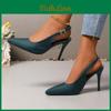 Slingbacks Womens High Shoes Ladies Heels Plus Size Dress Pumps Women Pointed Toe Thin Heels Buckle Strap Womens Sandals
