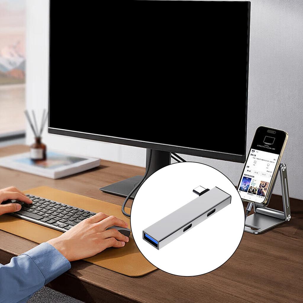 4 i 1 USB C-hub med USB C USB-portadapter Type C til 2Type C+USB-adapter USB-hubadapter USB-splitter USB-utvider