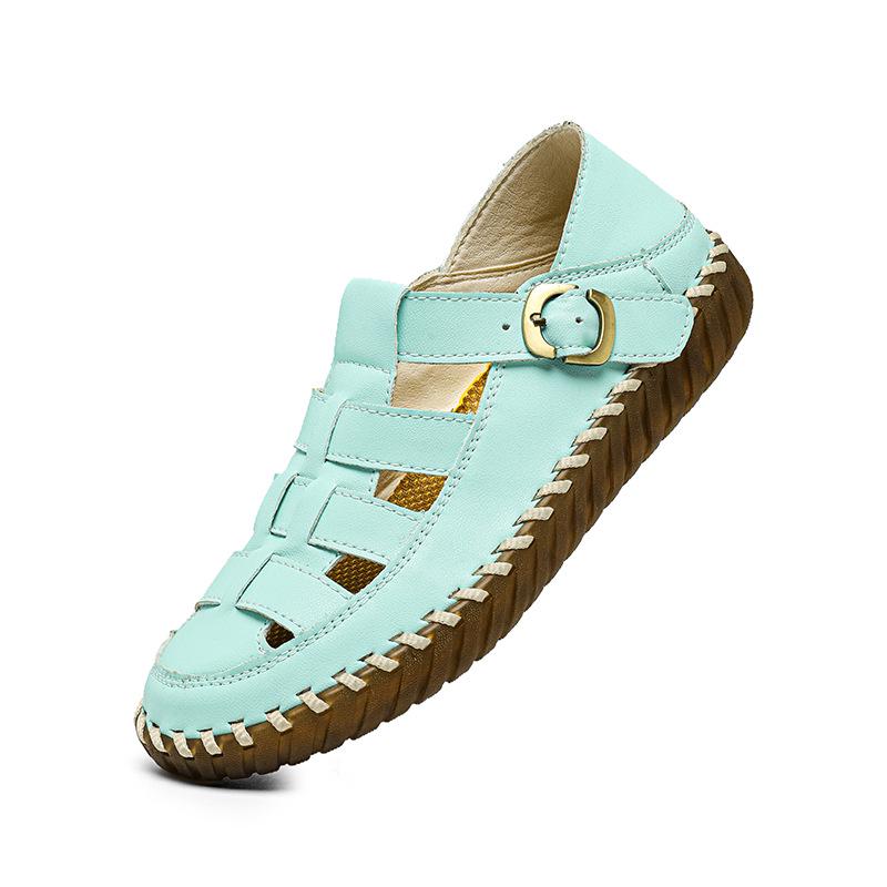 Women s Breathable Cross-Strap Cowhide Sandals - Soft, Lightweight Roman-Style Flats for Summer Beach Days Size 36