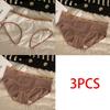 3PCS Cotton Panty for Women Mid Waist Maillard Style Briefs Seamless Breathable Solid Color Lingerie