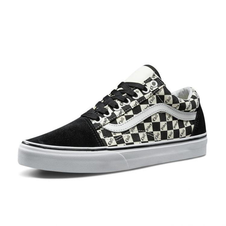 Vans Old Skool Chill Vibes Checkerboard Unisex Sneakers Black White VN0A38G1QSE