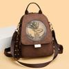 Embroidered Shoulder Bag for Women, Versatile Travel Backpack with Waterproof Feature and Large Capacity for Books