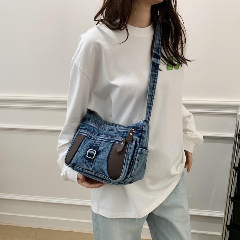 Fashion Vintage Design Women's Crossbody Bag High Quality Denim Fabric Shoulder Bag Large Capacity Tote Bag Lightweight Handbags